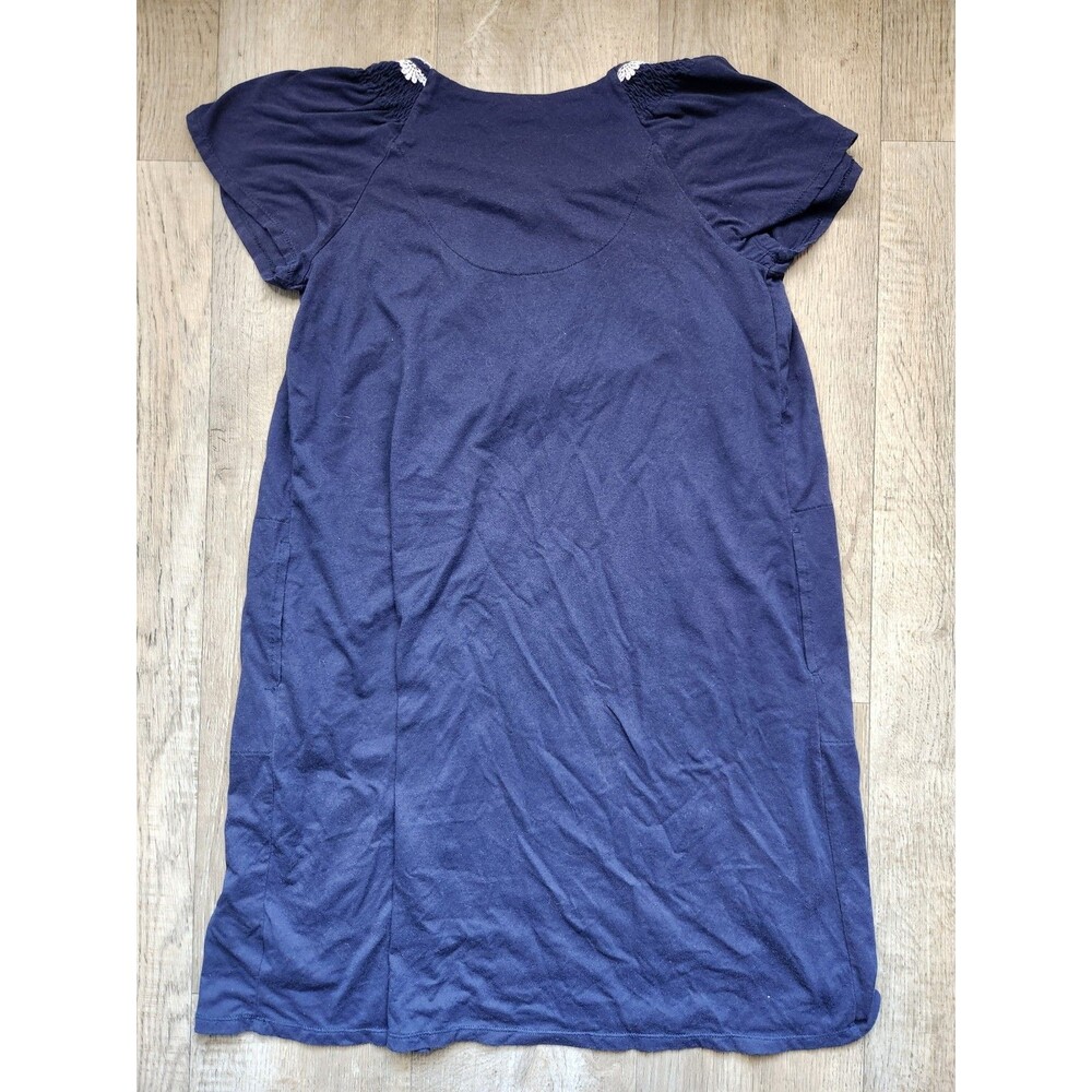 ARIA COLLECTION Nightgown Women’s M Navy Blue White Trim Pockets Cottagecore - Picture 2 of 5